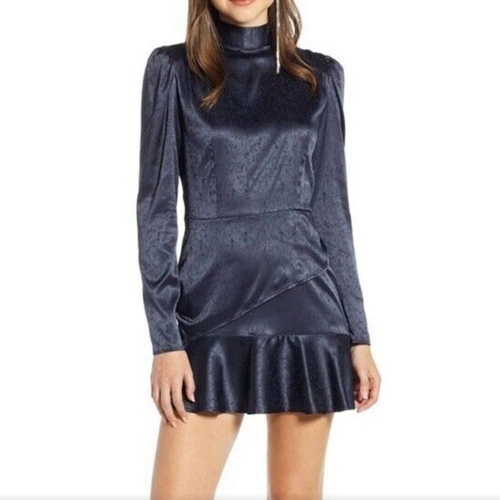 Somethingng Navy Ruffle Mini Dress - Navy